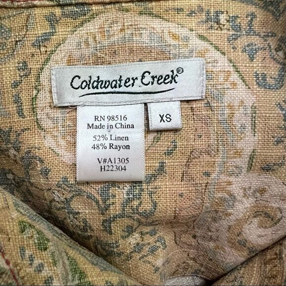 Vintage Coldwater Creek Pastel Paisley Linen Rayon Blend Mandarin Collar Jacket - Picture 7 of 8
